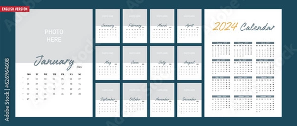 Fototapeta Calendar 2024 corporate design template vector. 2024 Calendar.