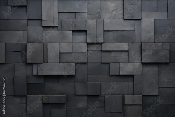 Fototapeta Brick black and grey wall background generative ai