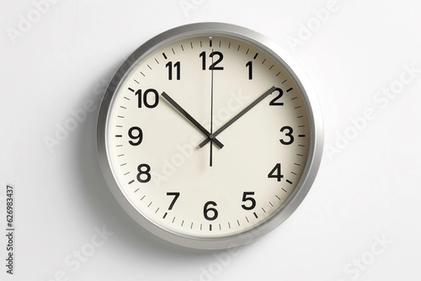 Fototapeta Modern wall clock isolated on white background.Generative Ai.