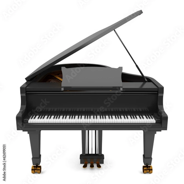 Fototapeta Czarny Grand Piano odizolowany na białym tle