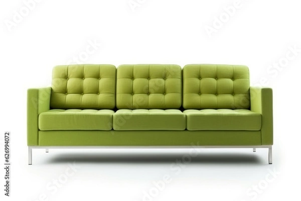 Obraz Green sofa modern isolated on white background.Generative Ai.