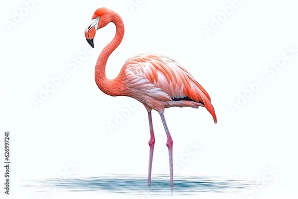 Fototapeta Flamingo isolated on white background.Generative Ai.