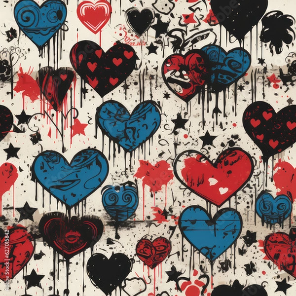 Fototapeta Graffiti art seamless repeat pattern, colorful funky 

