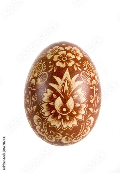 Fototapeta Hand painted easter egg on white background