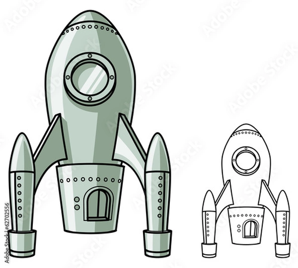 Fototapeta spaceship in color and in black and white