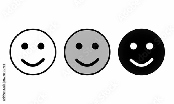 Obraz Set of emoji. Vector icon of emoticons. Different faces. Flat black and white icon. Vector illustration on white background.