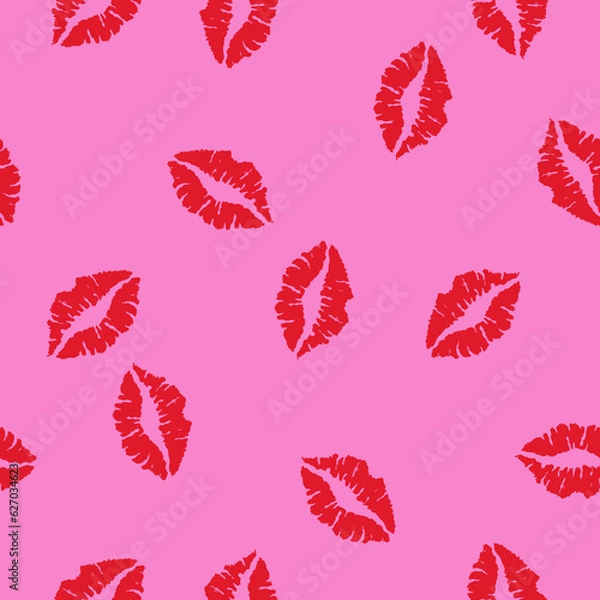 Obraz Simple seamless pattern with lips prints. Illustration for beauty salon, cosmetics.