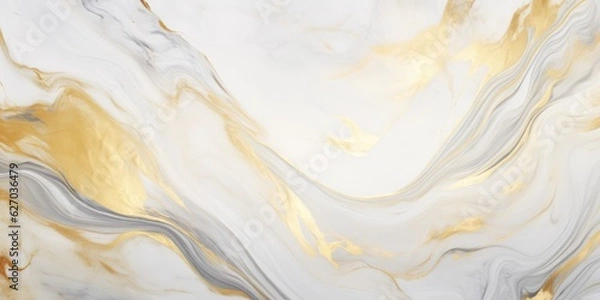 Fototapeta Luxury white gold marble texture background design, generative ai