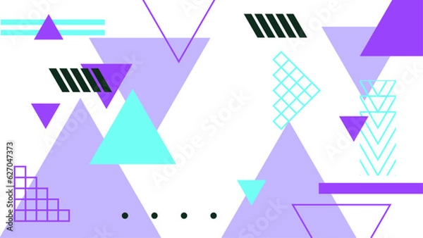 Fototapeta Abstract geometric shapes set. Memphis design, bauhaus retro elements. For web, vintage, advertisement, commercial banner, poster, billboard, sale, brochures, covers. Vector geometric shapes