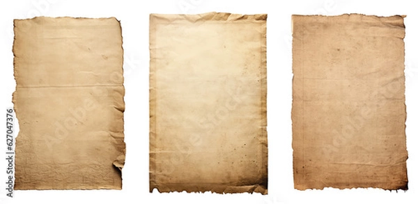 Fototapeta Grupa starego zużytego papieru izolowanego na przezroczystym tle