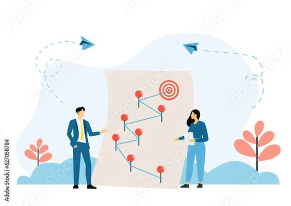 Fototapeta Business motivation. Finance target. Solution searching. Goals and objectives, business grow, business plan, goal setting concept. 