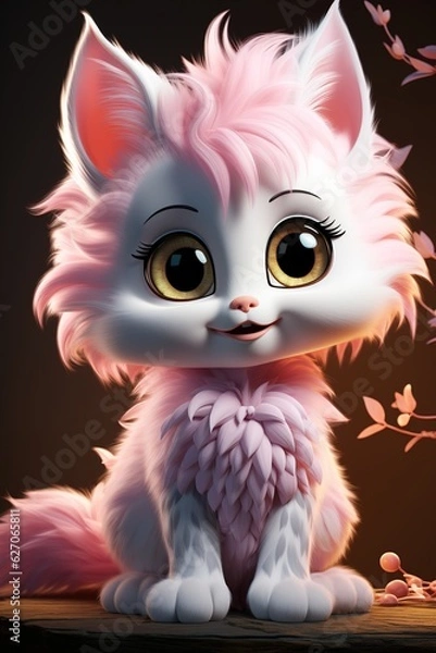 Obraz cute little animation kitten
