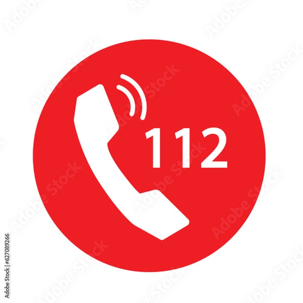 Fototapeta 112 emergency call service icon. Vector illustration