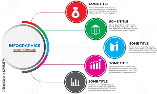 Fototapeta Circle infographics elements design. Abstract business workflow stock illustration