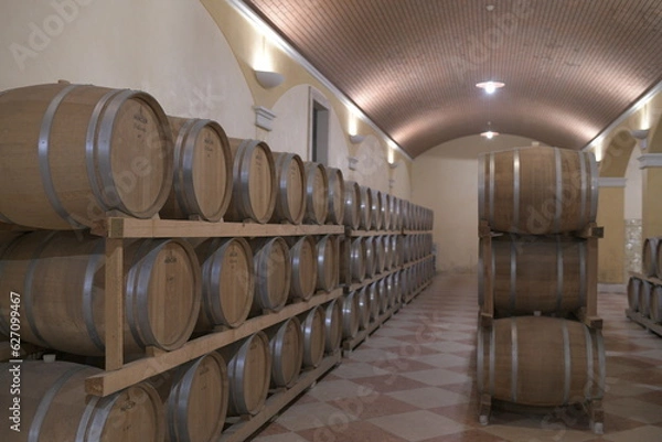 Obraz wine barrels in cellar