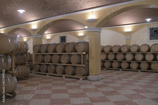 Obraz wine barrels in cellar