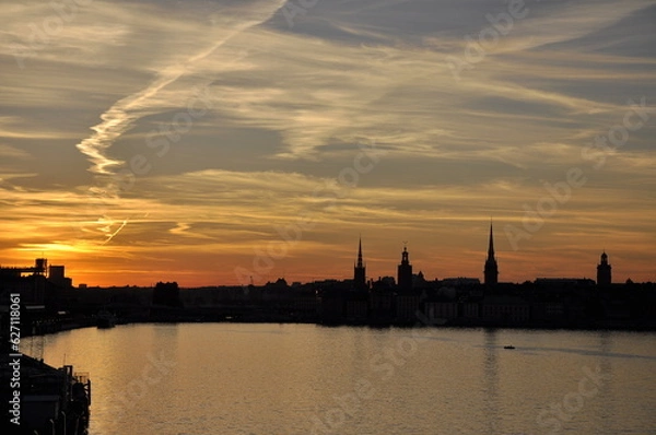 Obraz The contrast of the shadow and the light at sunset in Stockholm the capital city of Sweden also knows as capital of Scandinavia