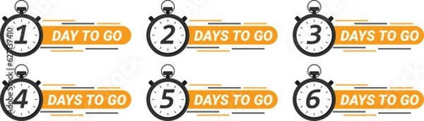 Fototapeta Countdown left days banner. six, five, four, three, two, one days to go countdown