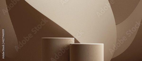 Fototapeta 3d abstract background. 3d podium with brown background for cosmetic, perfume and product presentation. 3d rendering illustration.