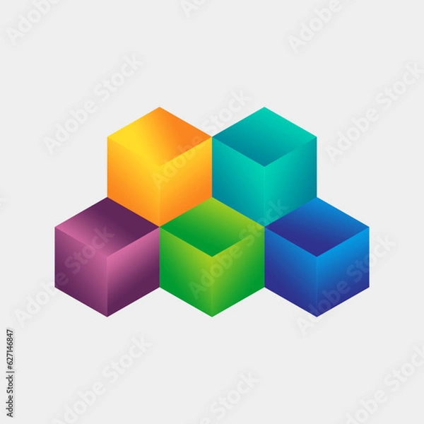 Fototapeta Abstract Vector Illustration Composition Of 3d Cubes 