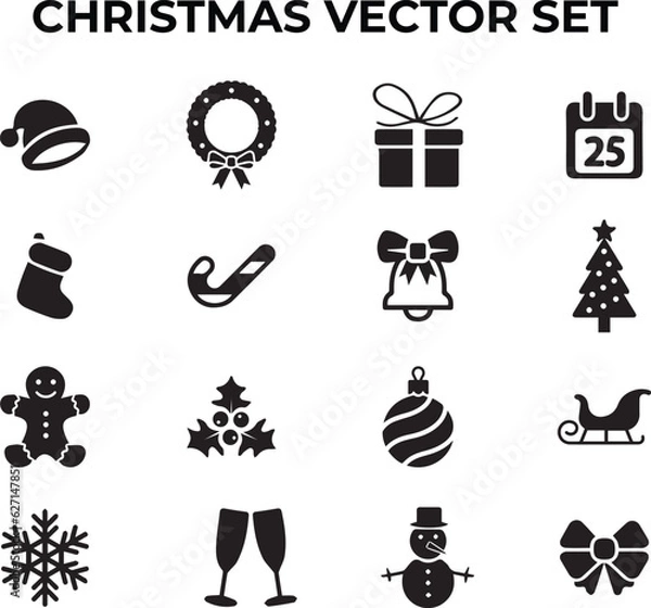 Fototapeta Christmas icon vector set