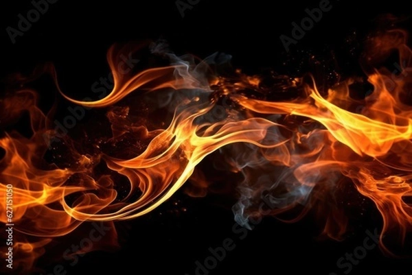 Obraz close up of a fire on a black background, created by Generative AI