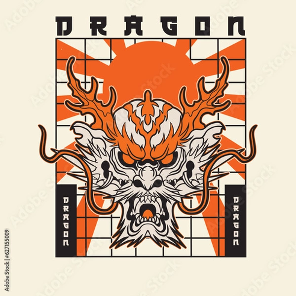 Fototapeta A Dragon head logo. This is vector illustration ideal for a mascot and tattoo or T-shirt graphic.	
