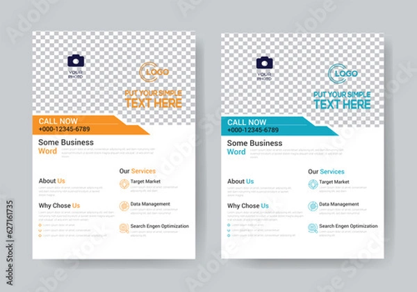 Fototapeta Business and corporate flyer template design, simple, clean and white, creative and modern leaflet