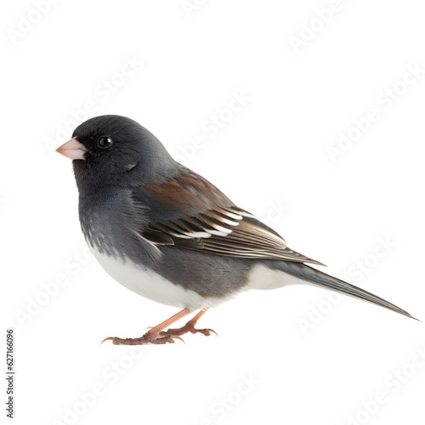 Fototapeta Dark-eyed Junco, wild bird, bird watching, realistic illustration,
 side view, transparent background, png, generative ai