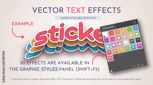 Fototapeta 30 Sticker Vector Text Effects