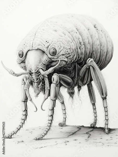 Obraz  Wallpaper for phone with a pencil sketch artwork maggot animal drawing.