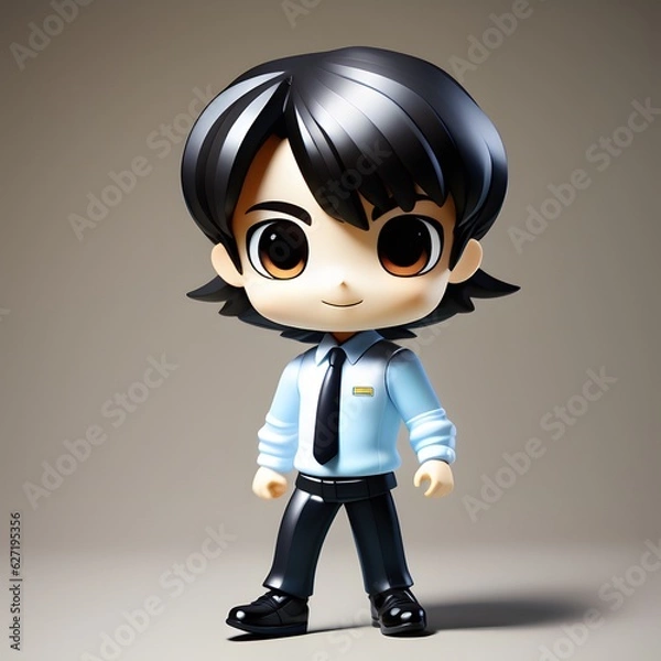 Fototapeta 3d cute school uniform chibi figure created by generative ai