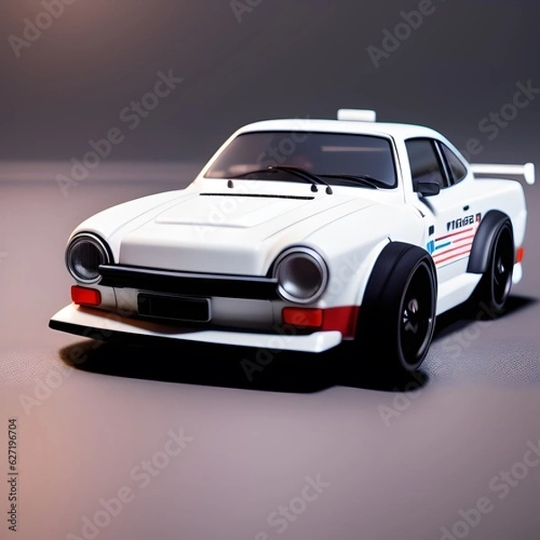 Fototapeta 3d cute car chibi figure created by generative ai