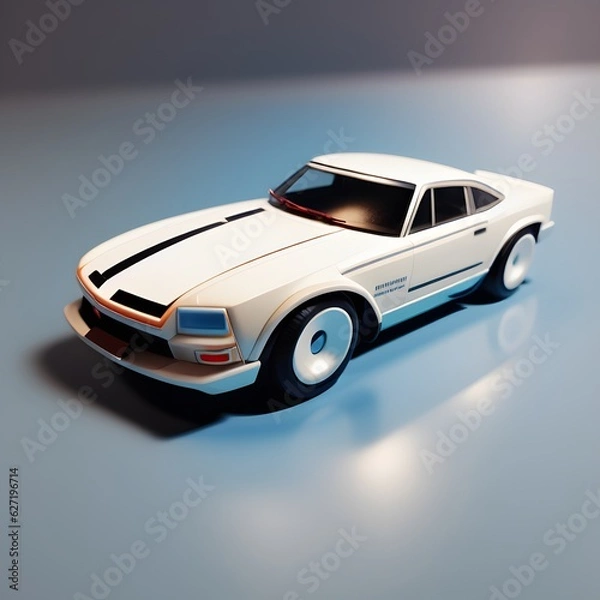 Fototapeta 3d cute car chibi figure created by generative ai
