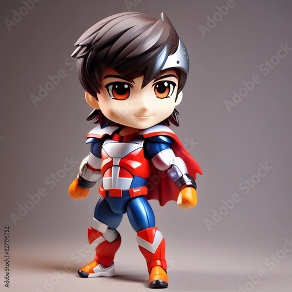 Fototapeta 3d cute super hero chibi figure created by generative ai
