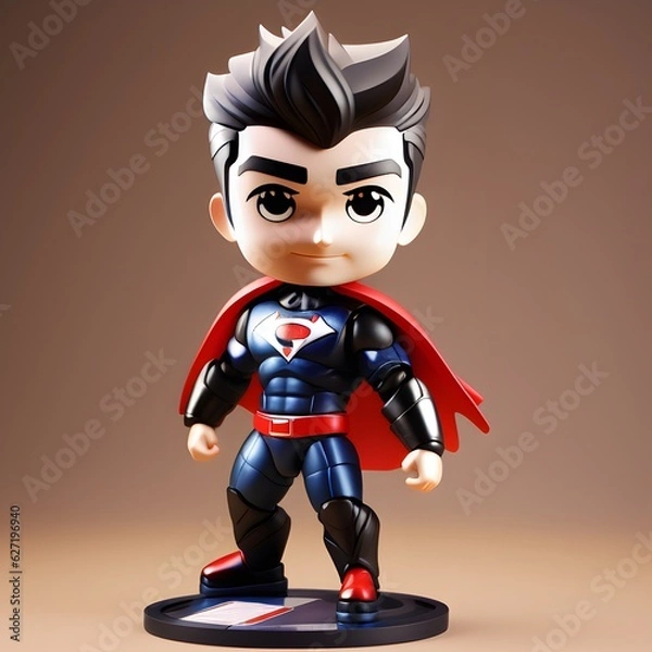 Fototapeta 3d cute super hero chibi figure created by generative ai