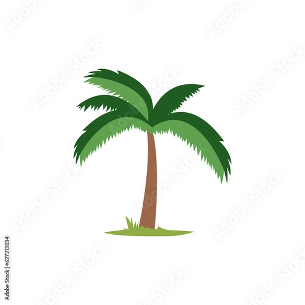Fototapeta Palm tree illustration in flat design style, vector art