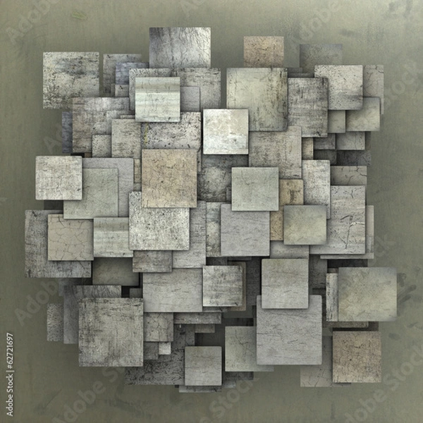 Fototapeta fragmented gray square tile grunge pattern backdrop