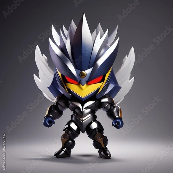 Fototapeta 3d cute hero villain chibi figure created by generative ai