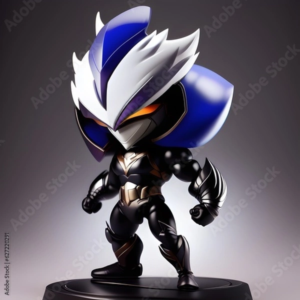 Fototapeta 3d cute hero villain chibi figure created by generative ai