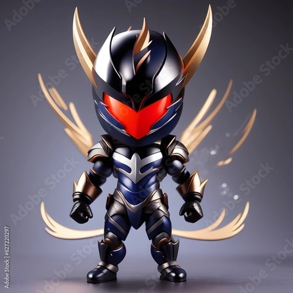 Fototapeta 3d cute hero villain chibi figure created by generative ai