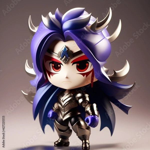 Fototapeta 3d cute hero villain chibi figure created by generative ai
