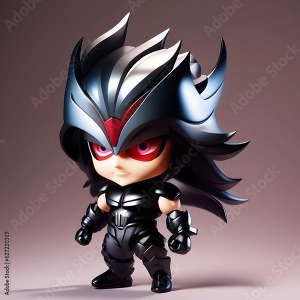 Fototapeta 3d cute hero villain chibi figure created by generative ai