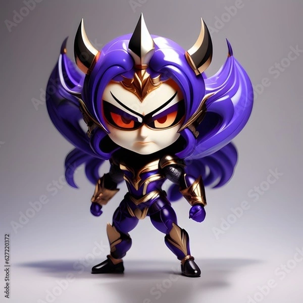 Fototapeta 3d cute hero villain chibi figure created by generative ai