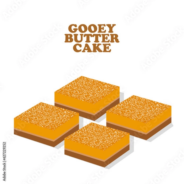 Fototapeta Gooey Butter Cake Vector with white background and bold text. Gooey butter cake is a dessert or pastry delicacy.