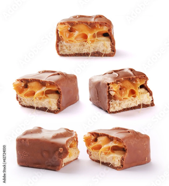 Fototapeta Snickers bar set with clipping path.
