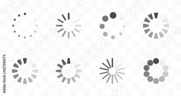 Obraz Loading icons set. Load system. Loaded data. Loading bar. Frozen computer. Easily editable line art. Vector stock illustration.