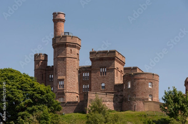 Obraz Inverness, Scotland, UK.  3 June 2023. Inverness Castle built of red sandstone and stands above the River Ness.