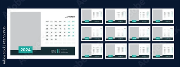 Fototapeta Vector desk calendar template 2024