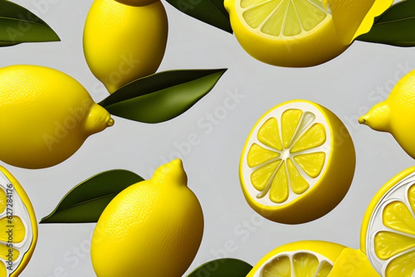 Obraz lemon seamless pattern Generative AI